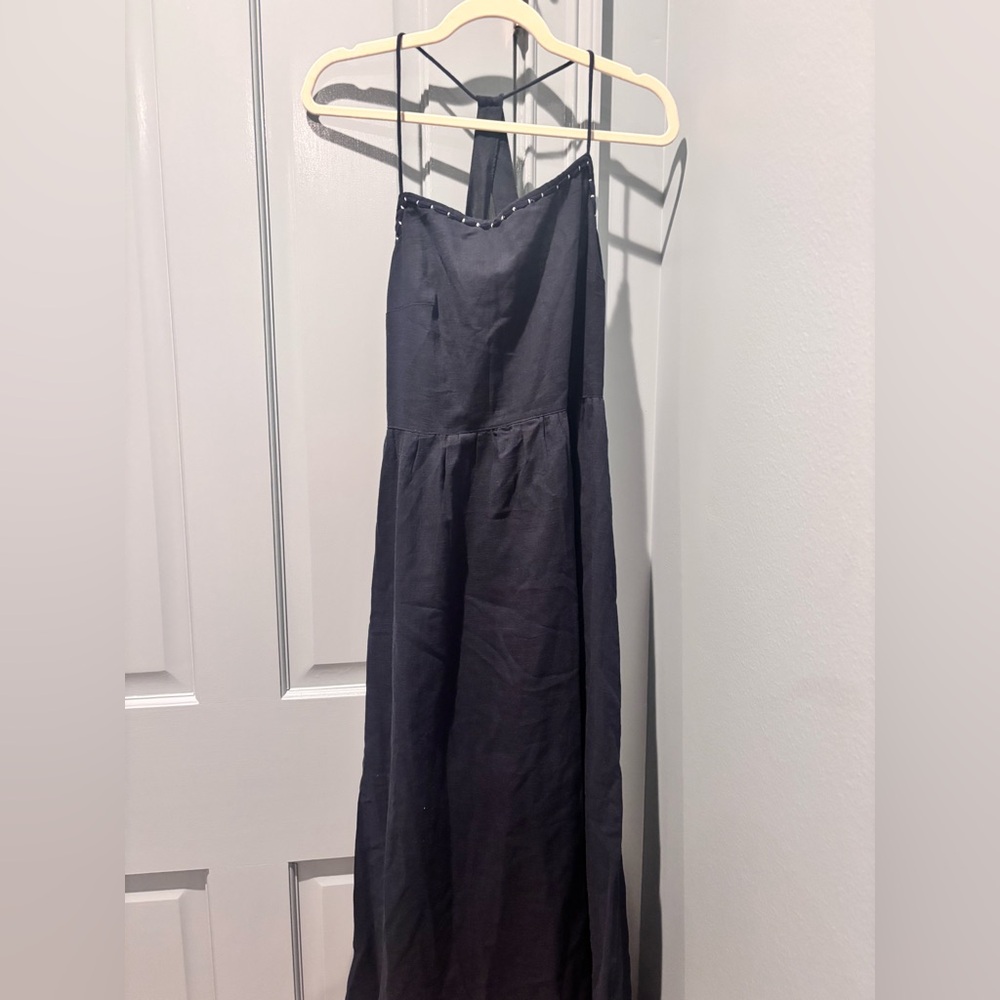 Elegant Navy Halter Dress